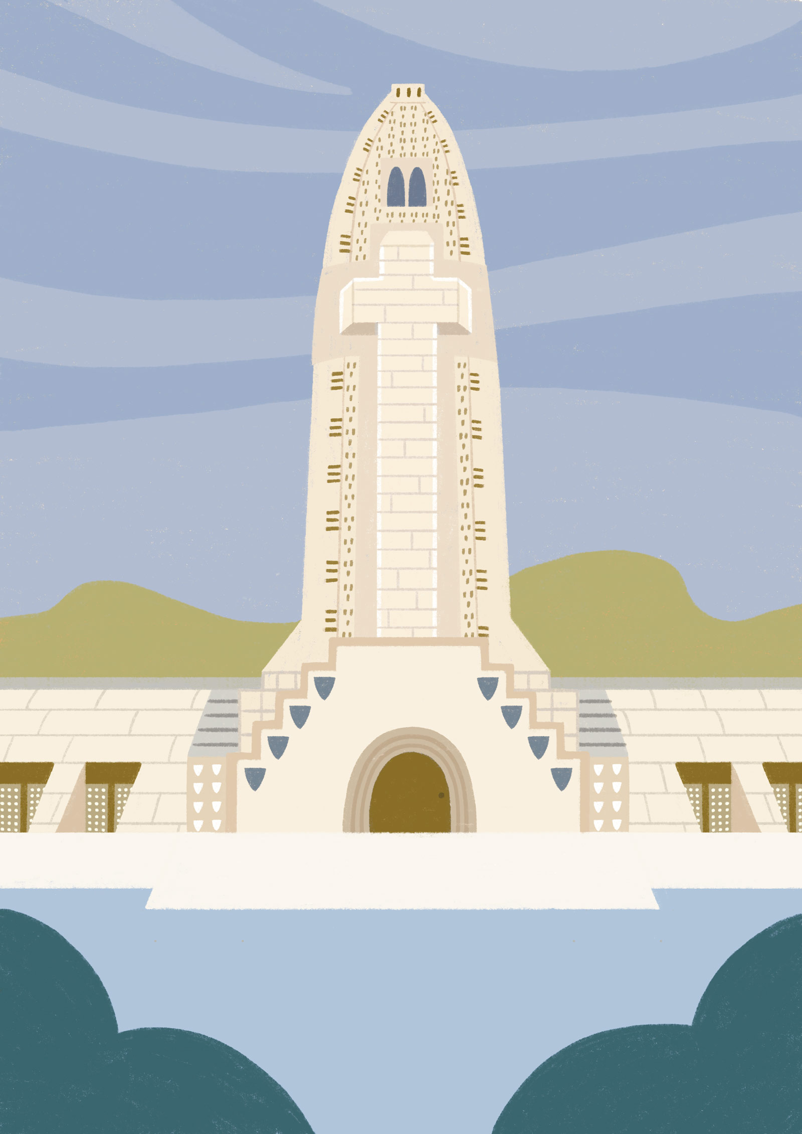 Illustration colorée de l’ossuaire de Douaumont, par Milena Grison